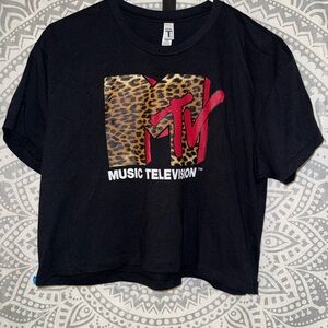 Next Level Apparel Black MTV Graphic Crop Top
